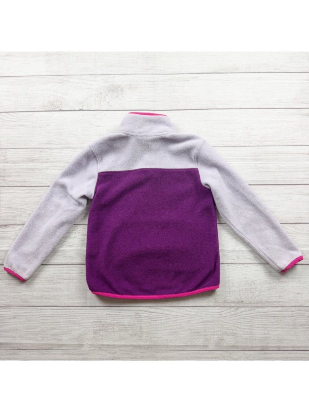 Eddie Bauer Kids Fleece Pullover Purple Pink Colorblock 6 - Picture 4 of 4